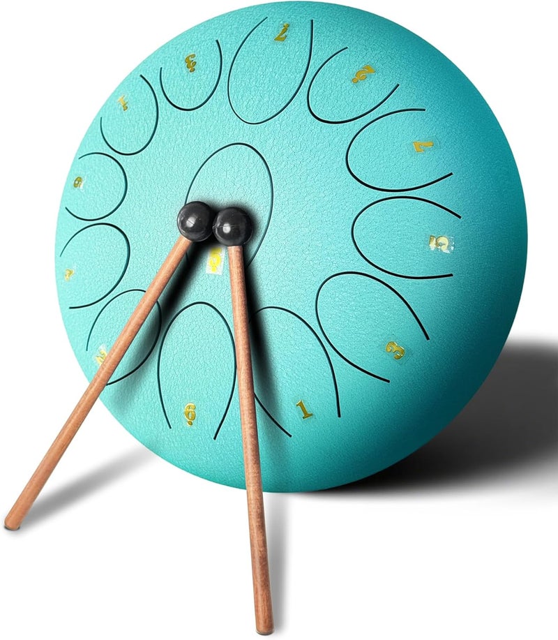 Regis Steel Tongue Drum 12 Inch 13 Notes C Major – Handpan Drum Percussion Instrument for Adults, Beginner Friendly Music Gift with Mallets, Music Book & Carry Bag (malachite) - Image 4